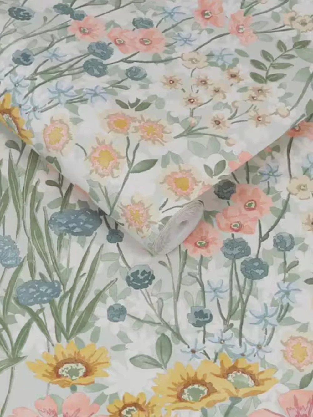 1 Roll Wallflower Day White Background Wallpaper by Graham & Brown Floral Meadow